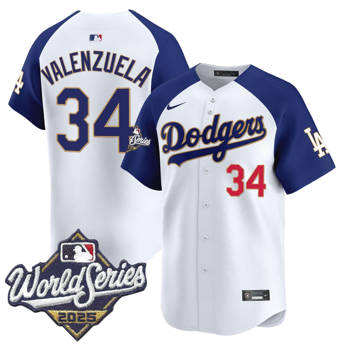 Men's Dodgers 2025 World Series Gold Trim Vapor Premier Limited Jersey - All Stitched