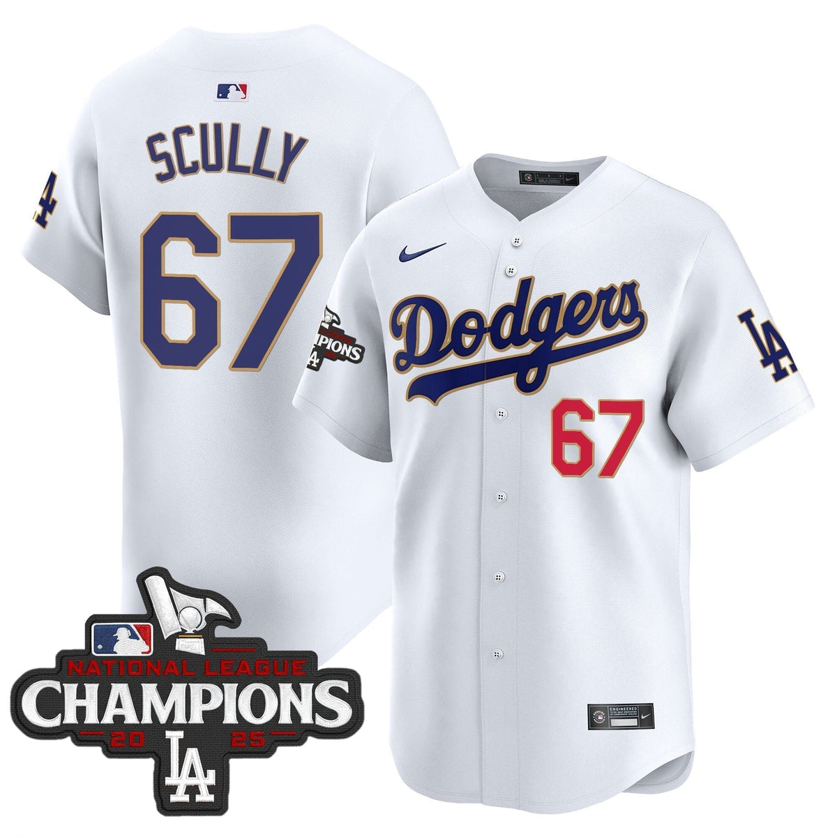 Men's Dodgers 2025 National League Champions Vapor Premier Limited Jersey - All Stitched
