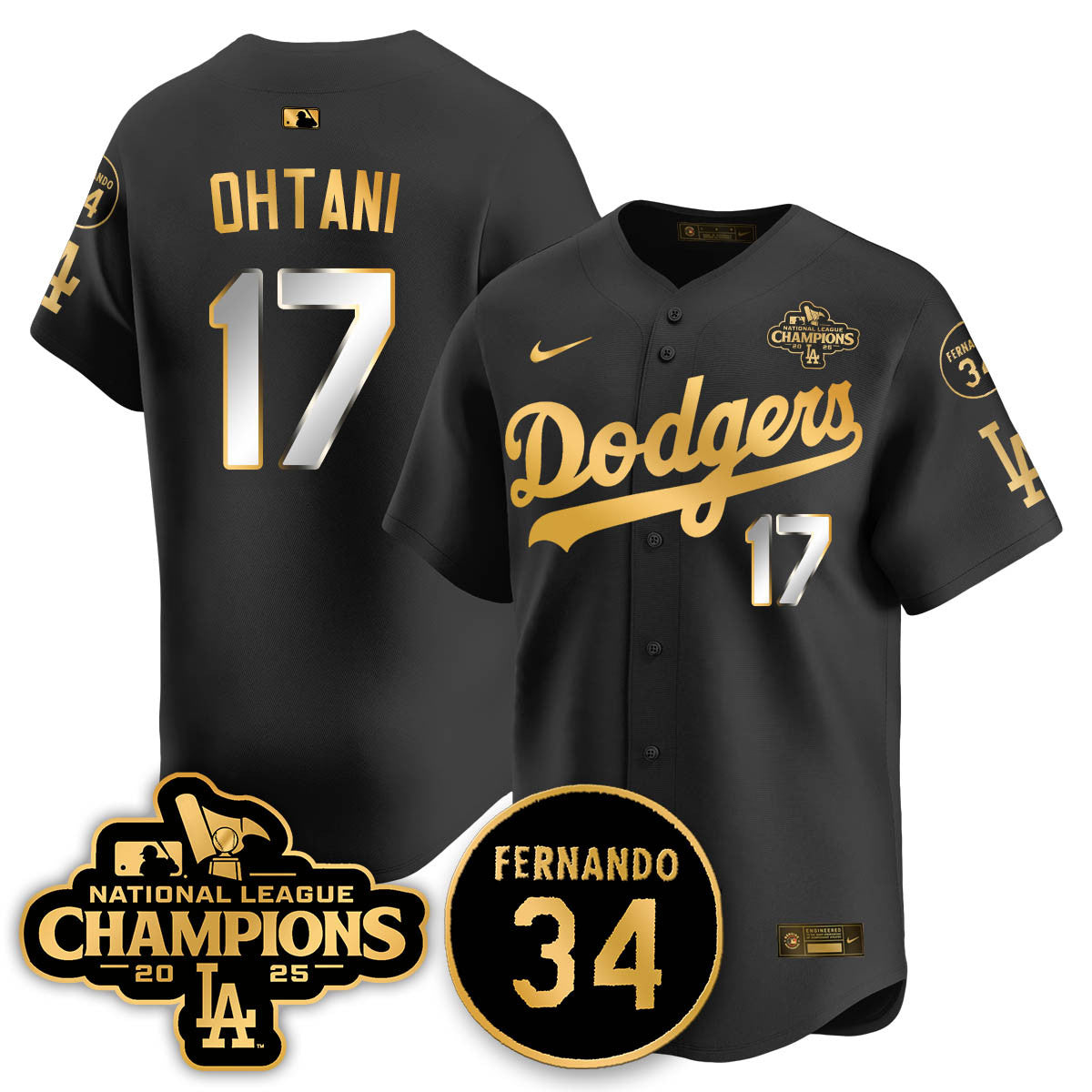 Los Angeles Dodgers 2025 NL Champions Jersey - All Stitched