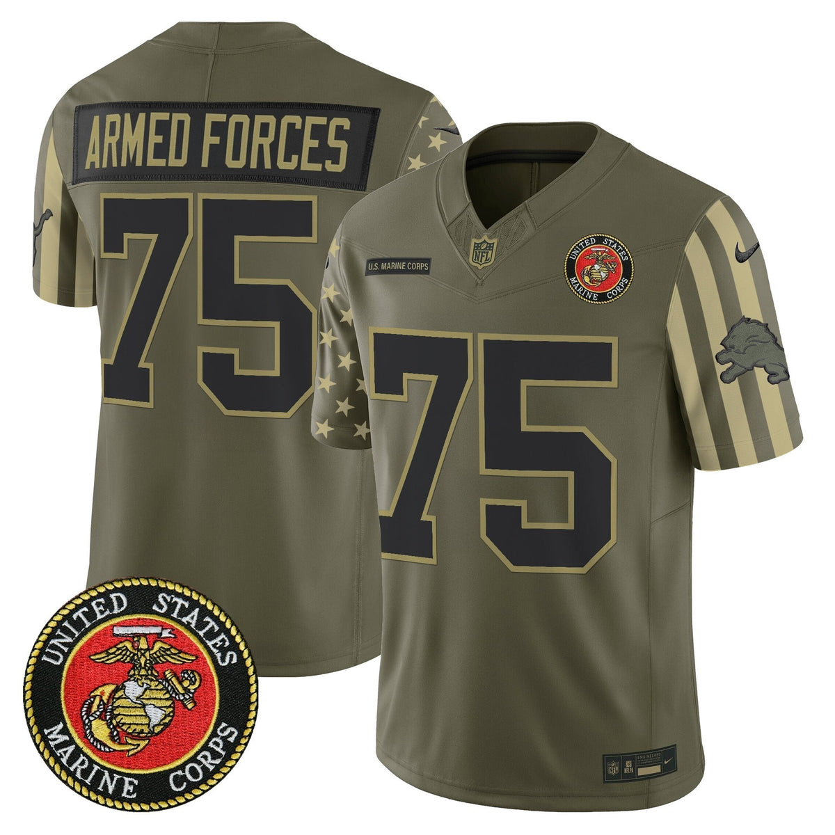 Men's Detroit Lions x U.S. Military Veteran Vapor Limited Jersey - All Stitched