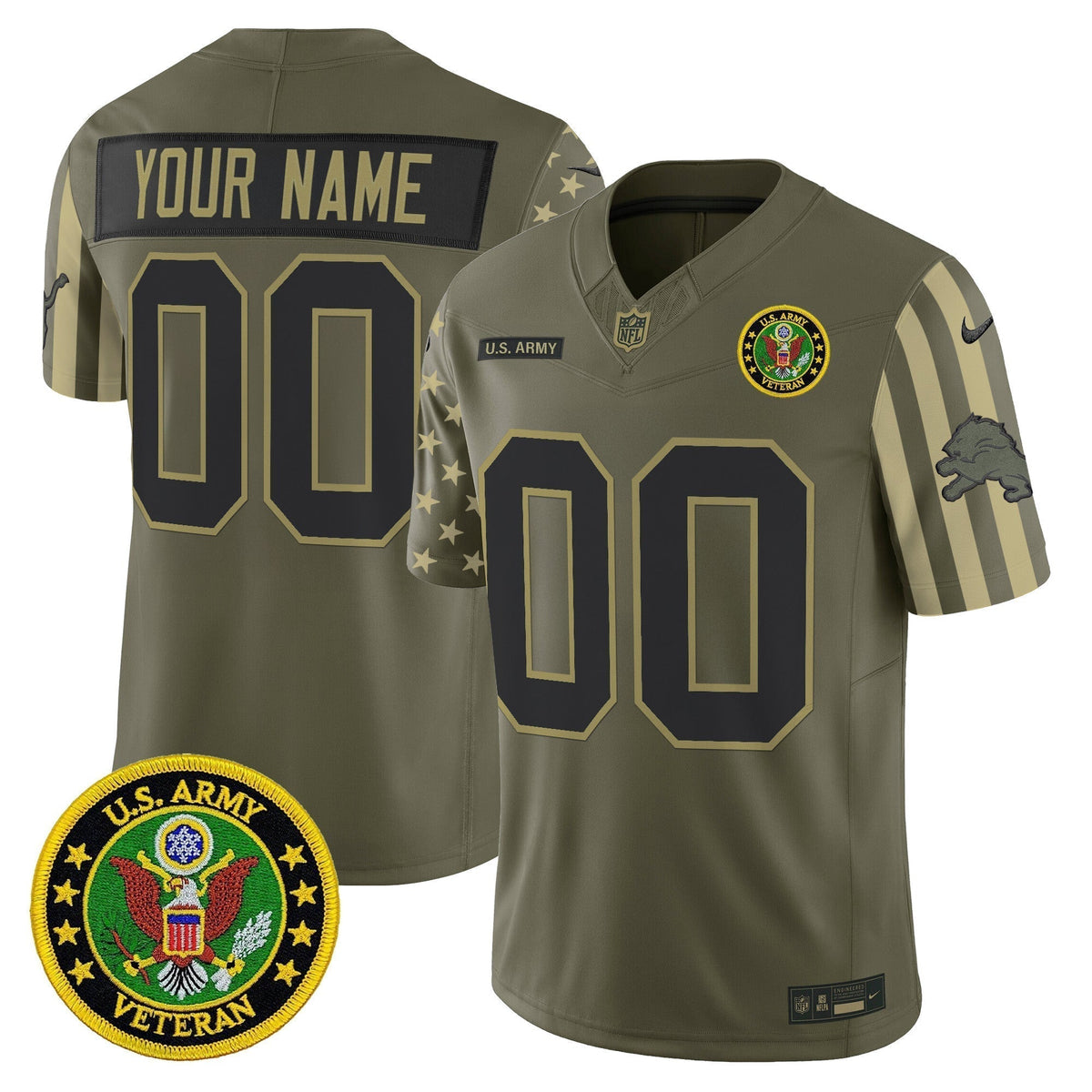 Detroit Lions x U.S. Military Veteran Vapor Limited Custom Jersey - All Stitched