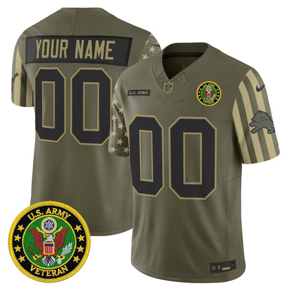 Detroit Lions x U.S. Military Veteran Vapor Limited Custom Jersey - All Stitched