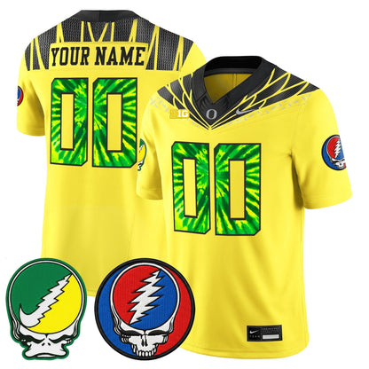 Oregon Ducks 2025 'Grateful Ducks x Grateful Dead' Vapor Limited Custom Jersey - All Stitched