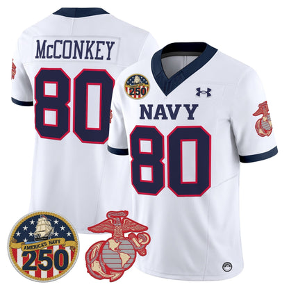 Men's Navy Midshipmen Vapor USMC Premier Jersey - 250th Anniversary Patch - All Stitched