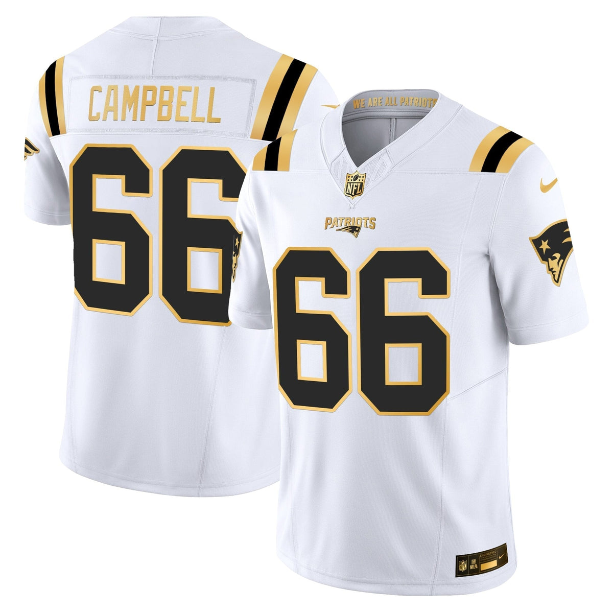 Men's New England Patriots 2025 Gold Vapor Limited Jersey - All Stitched