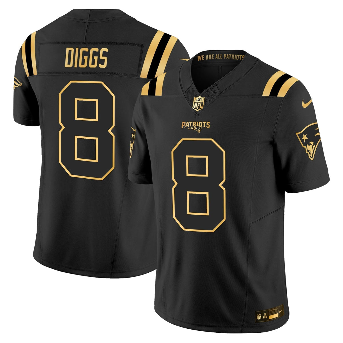 Men's New England Patriots 2025 Gold Vapor Limited Jersey - All Stitched