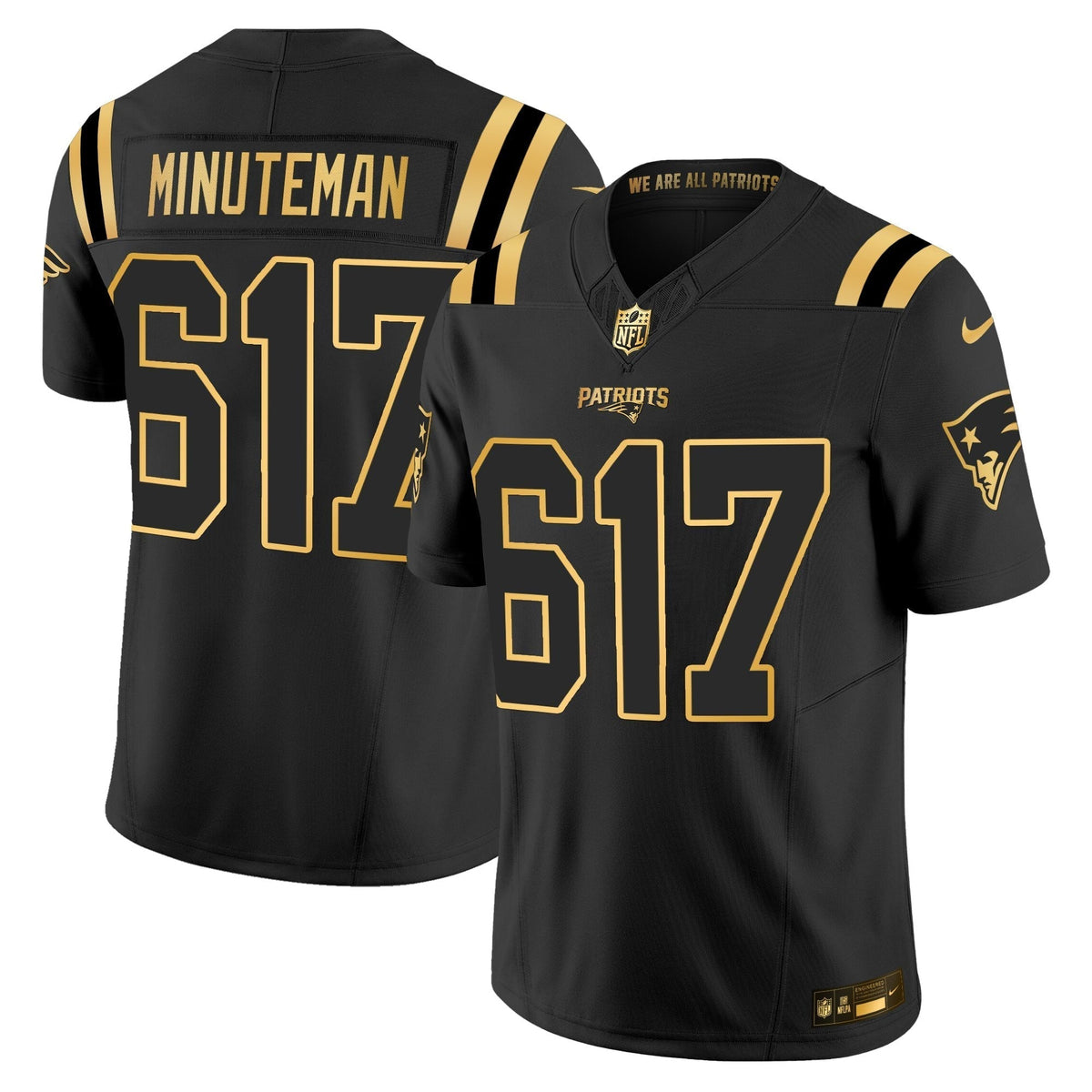 Men's New England Patriots 2025 Gold Vapor Limited Jersey - All Stitched