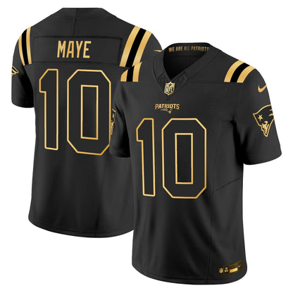 Men's New England Patriots 2025 Gold Vapor Limited Jersey - All Stitched