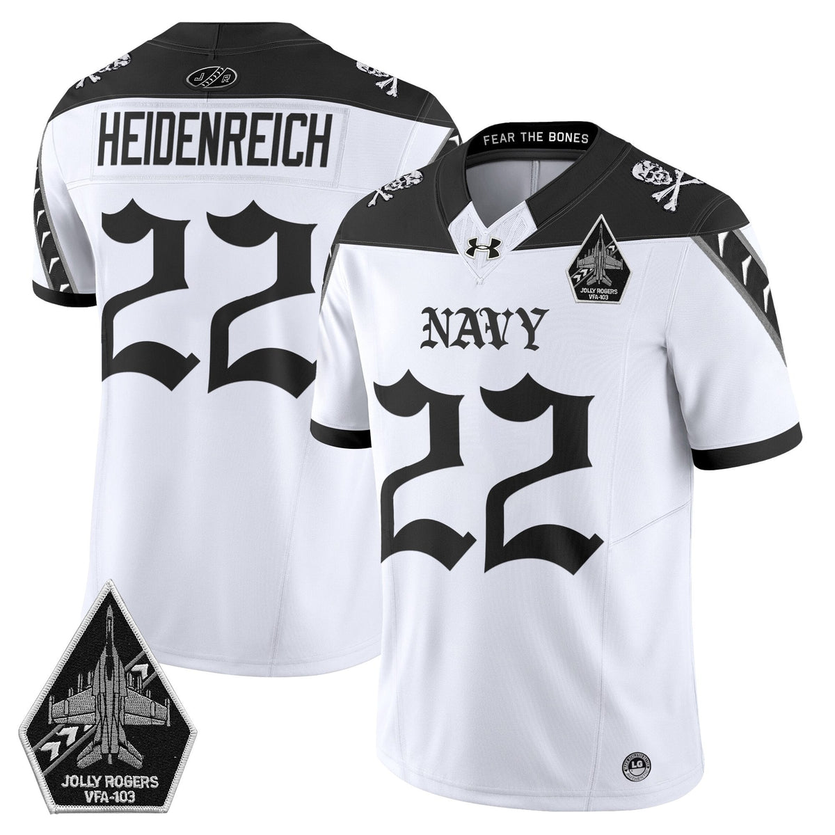 Men's Navy Midshipmen 'Jolly Rogers: Gothic Squadron Edition' Vapor Limited Jersey - All Stitched