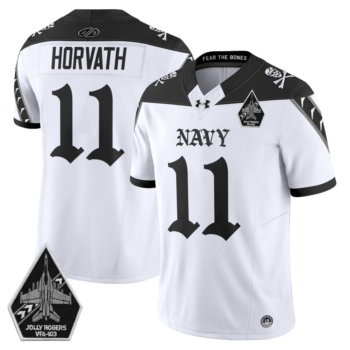 Men's Navy Midshipmen 'Jolly Rogers: Gothic Squadron Edition' Vapor Limited Jersey - All Stitched