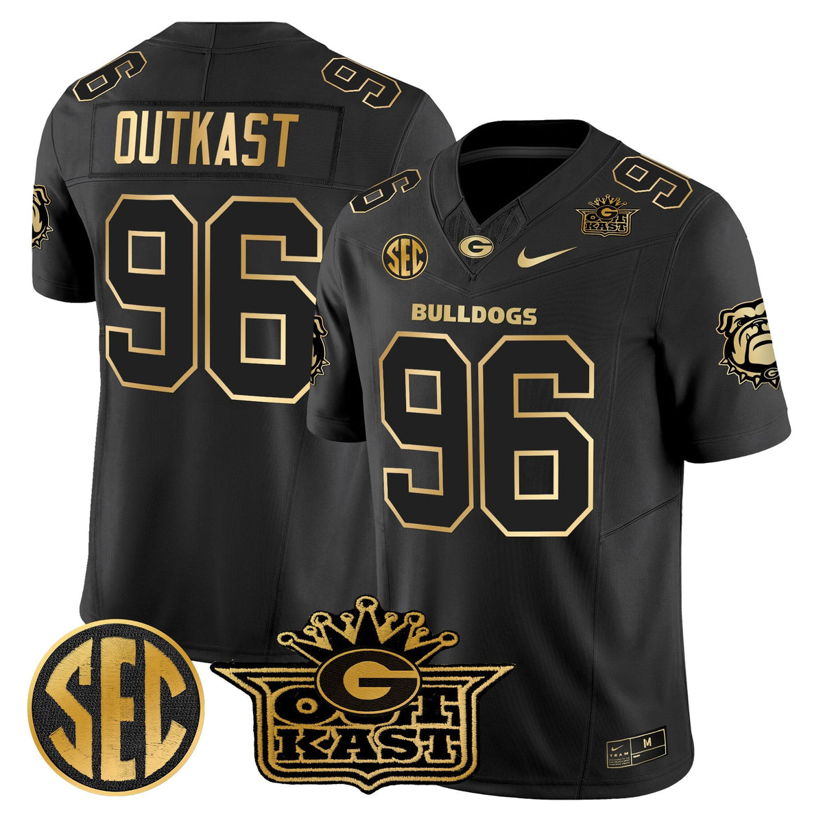 Men's Outkast x Georgia Bulldogs Gold Vapor Limited Jersey - All stitched