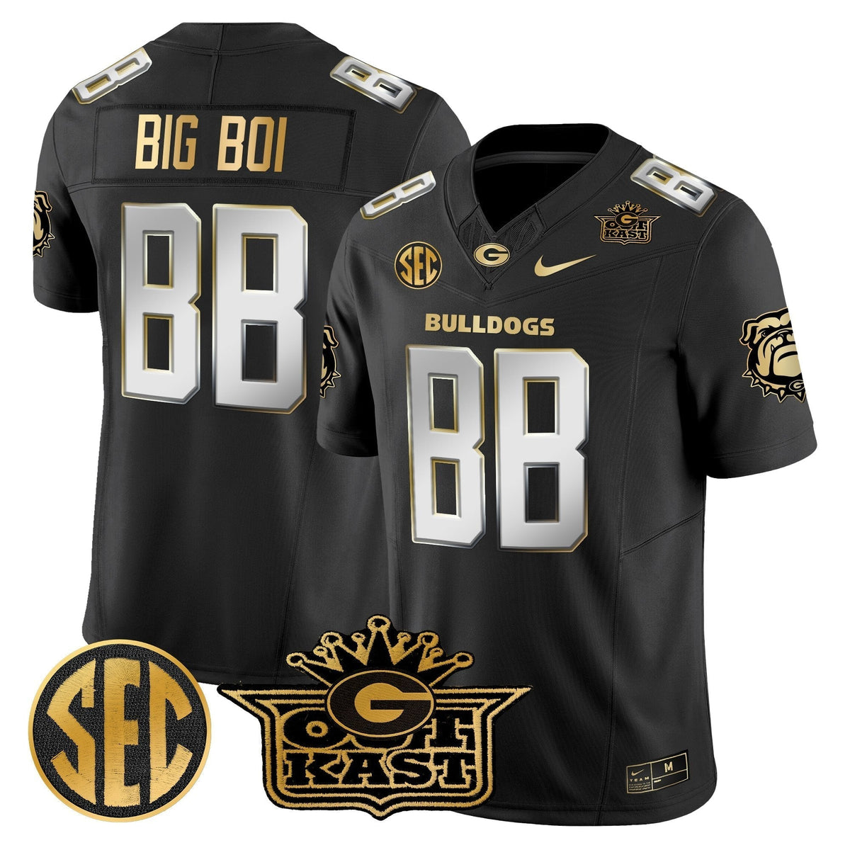 Men's Outkast x Georgia Bulldogs Gold Vapor Limited Jersey - All stitched