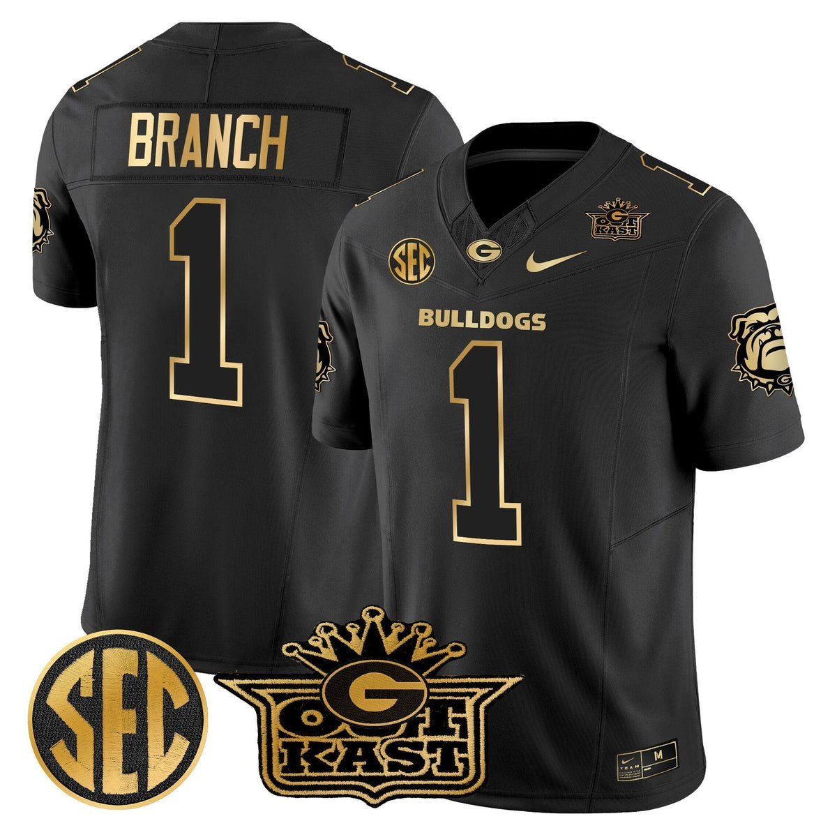 Men's Outkast x Georgia Bulldogs Gold Vapor Limited Jersey - All stitched