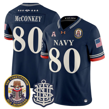 Men's Navy Midshipmen 250th Anniversary Vapor Limited Jersey - USS Constitution Patch - Stitched