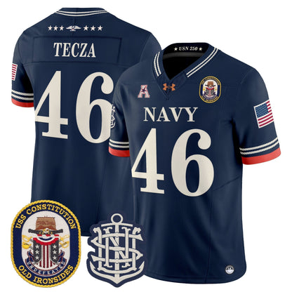 Men's Navy Midshipmen 250th Anniversary Vapor Limited Jersey - USS Constitution Patch - Stitched
