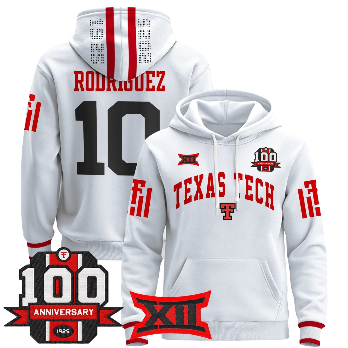 Men's Texas Tech Red Raiders 2025 Premium Pullover Hoodie - 100th Anniversary Patch - All Stitched
