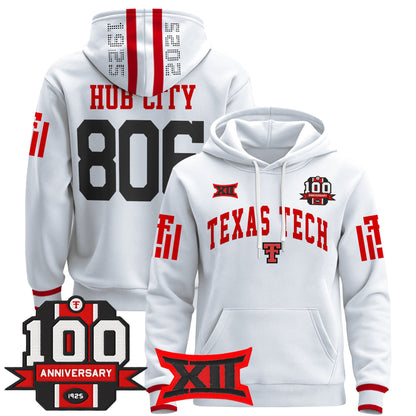 Men's Texas Tech Red Raiders 2025 Premium Pullover Hoodie - 100th Anniversary Patch - All Stitched