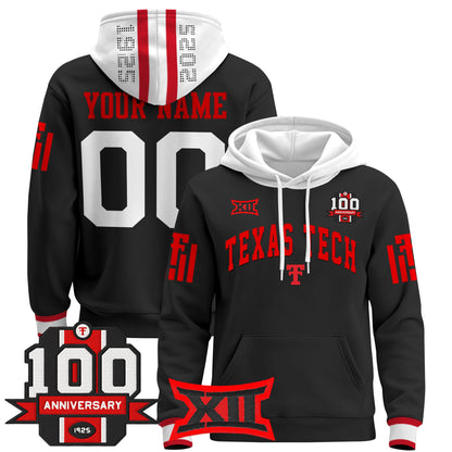 Texas Tech Red Raiders 2025 Premium Custom Pullover Hoodie - 100th Anniversary Patch - All Stitched