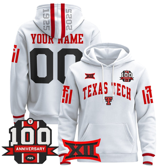 Texas Tech Red Raiders 2025 Premium Custom Pullover Hoodie - 100th Anniversary Patch - All Stitched