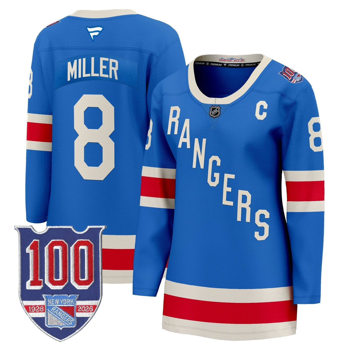 New York Rangers 1926 Throwback Premium Jersey - 100th Anniversary Patch - All Stitched