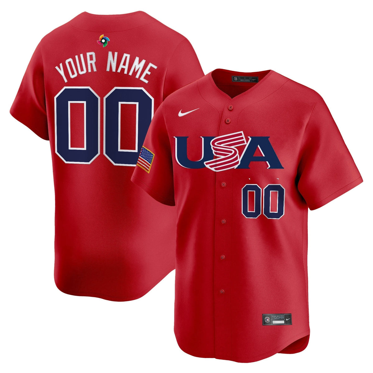 Team USA World Baseball Classic Vapor Premier Custom Jersey - 2023 Style - 2026 Roster (Projected Number) - All Stitched