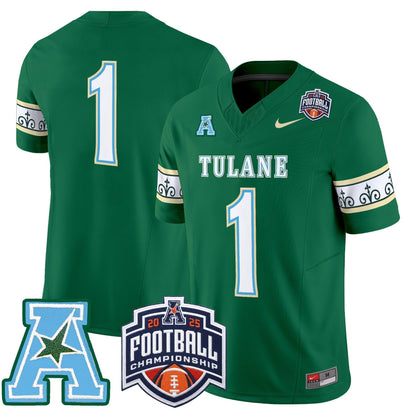 Men's Tulane Green Wave 'City Edition' Vapor Limited Jersey - 2025 AAC Championship Patch - All Stitched