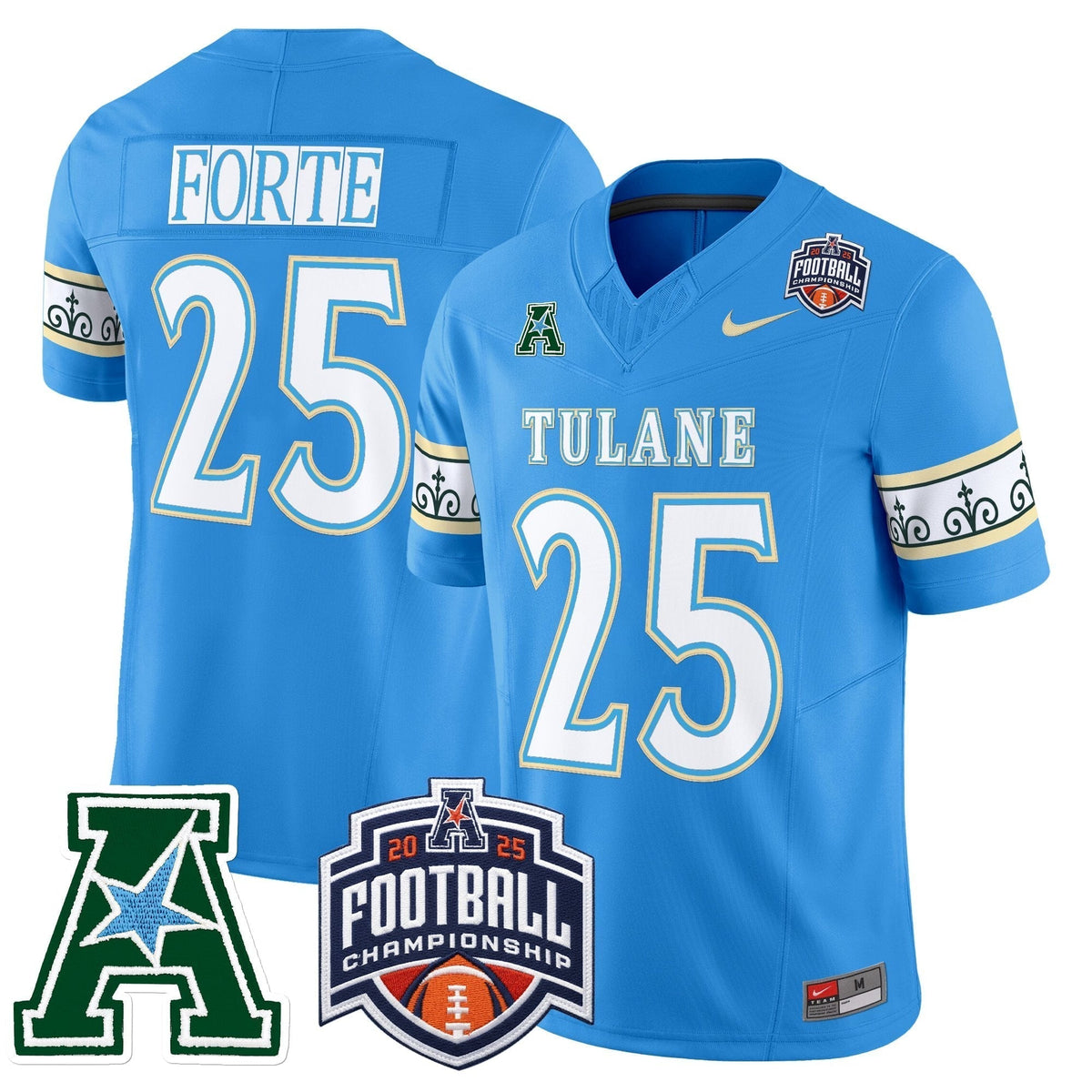 Men's Tulane Green Wave 'City Edition' Vapor Limited Jersey - 2025 AAC Championship Patch - All Stitched