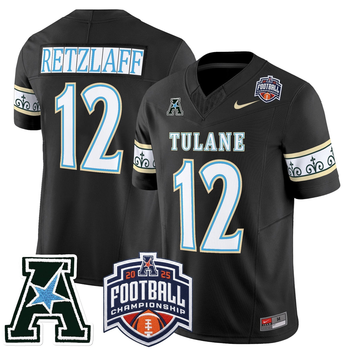Men's Tulane Green Wave 'City Edition' Vapor Limited Jersey - 2025 AAC Championship Patch - All Stitched