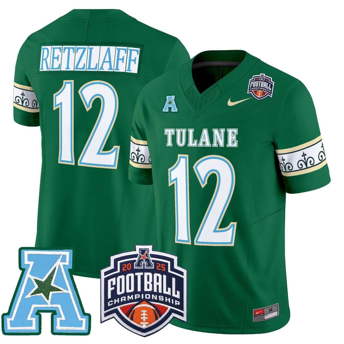 Men's Tulane Green Wave 'City Edition' Vapor Limited Jersey - 2025 AAC Championship Patch - All Stitched