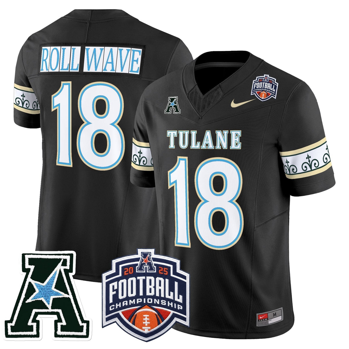 Men's Tulane Green Wave 'City Edition' Vapor Limited Jersey - 2025 AAC Championship Patch - All Stitched