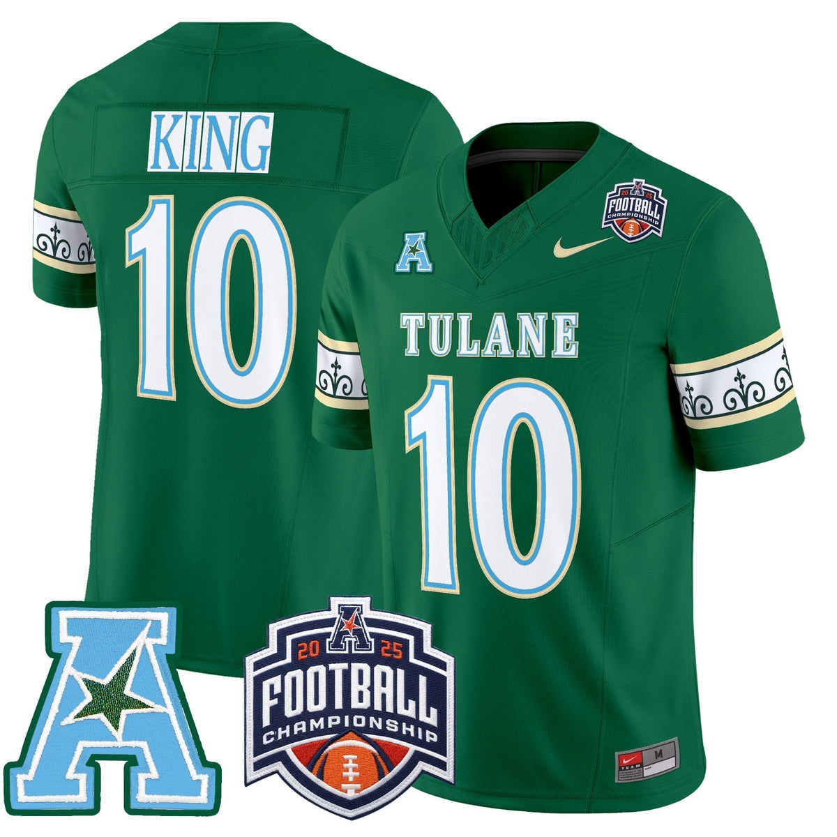 Men's Tulane Green Wave 'City Edition' Vapor Limited Jersey - 2025 AAC Championship Patch - All Stitched