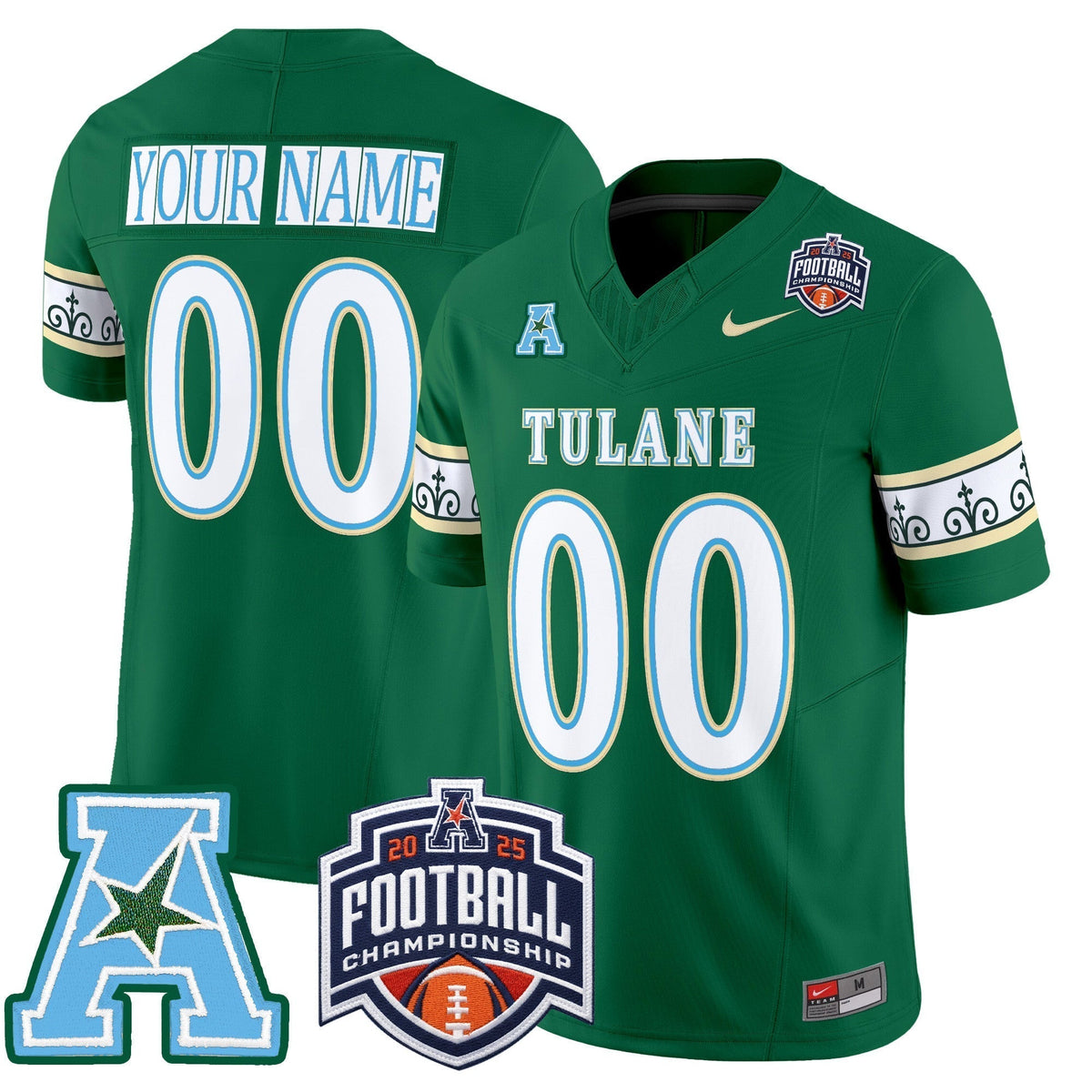 Tulane Green Wave 'City Edition' Vapor Limited Custom Jersey - 2025 AAC Championship Patch - All Stitched
