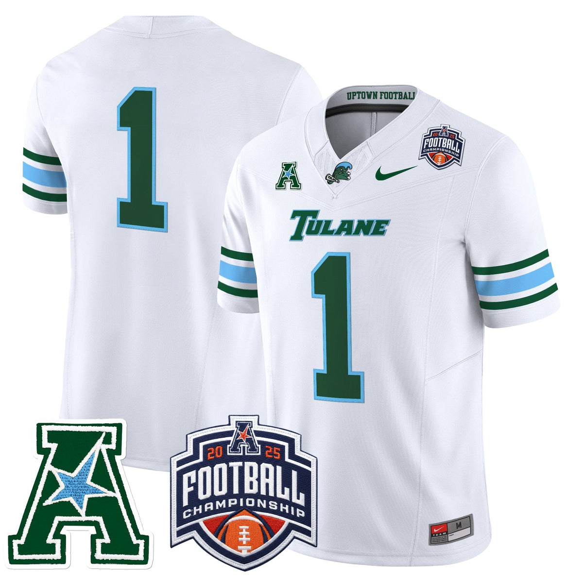 Men's Tulane Green Wave 2025 AAC Championship Vapor Limited Jersey - All Stitched