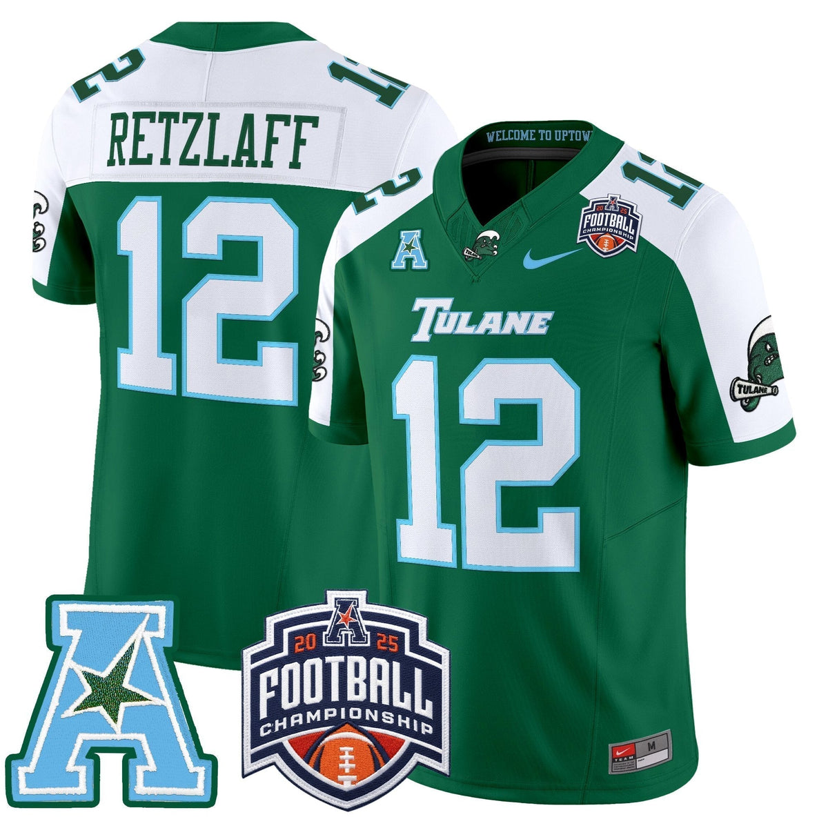 Men's Tulane Green Wave 2025 AAC Championship Vapor Limited Jersey - All Stitched