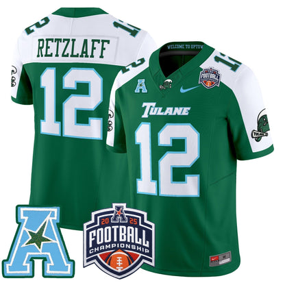 Men's Tulane Green Wave 2025 AAC Championship Vapor Limited Jersey - All Stitched
