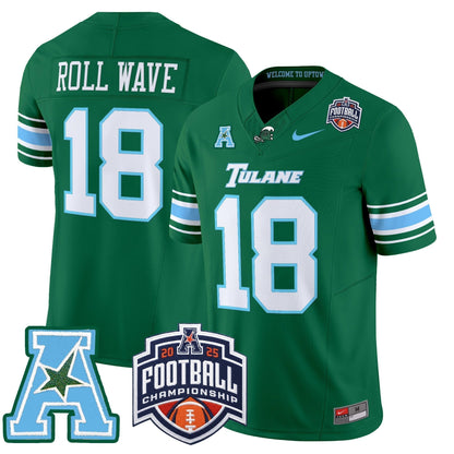 Men's Tulane Green Wave 2025 AAC Championship Vapor Limited Jersey - All Stitched