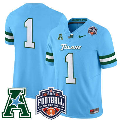 Men's Tulane Green Wave 2025 AAC Championship Vapor Limited Jersey - All Stitched