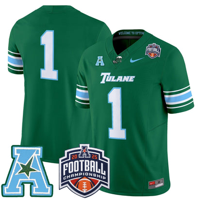 Men's Tulane Green Wave 2025 AAC Championship Vapor Limited Jersey - All Stitched