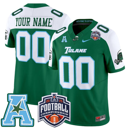Tulane Green Wave 2025 AAC Championship Vapor Limited Custom Jersey - All Stitched