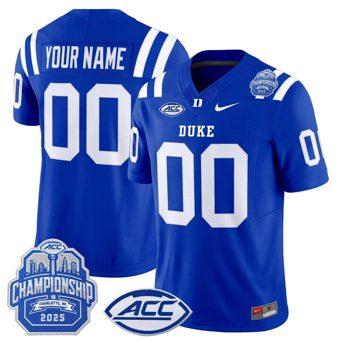 Duke Blue Devils 2025 ACC Championship Vapor Limited Custom Jersey - All Stitched