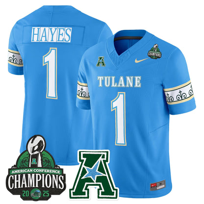 Men's Tulane Green Wave 'City Edition' Vapor Limited Jersey - 2025 AAC Champions Patch - All Stitched