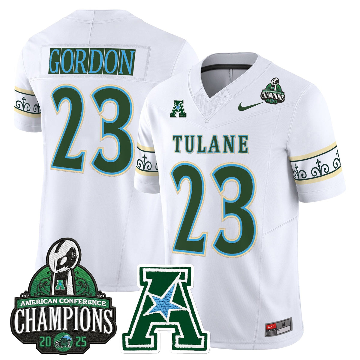 Men's Tulane Green Wave 'City Edition' Vapor Limited Jersey - 2025 AAC Champions Patch - All Stitched