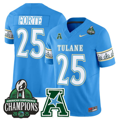 Men's Tulane Green Wave 'City Edition' Vapor Limited Jersey - 2025 AAC Champions Patch - All Stitched