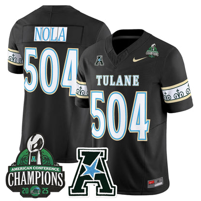 Men's Tulane Green Wave 'City Edition' Vapor Limited Jersey - 2025 AAC Champions Patch - All Stitched