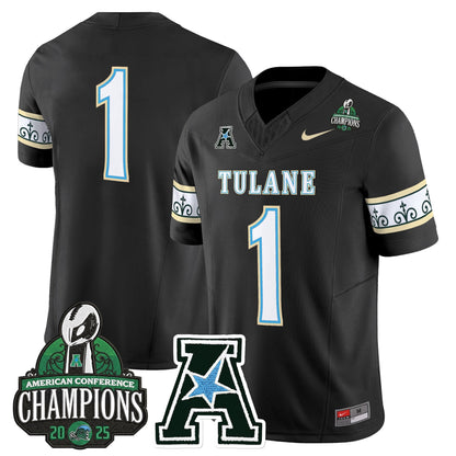 Men's Tulane Green Wave 'City Edition' Vapor Limited Jersey - 2025 AAC Champions Patch - All Stitched
