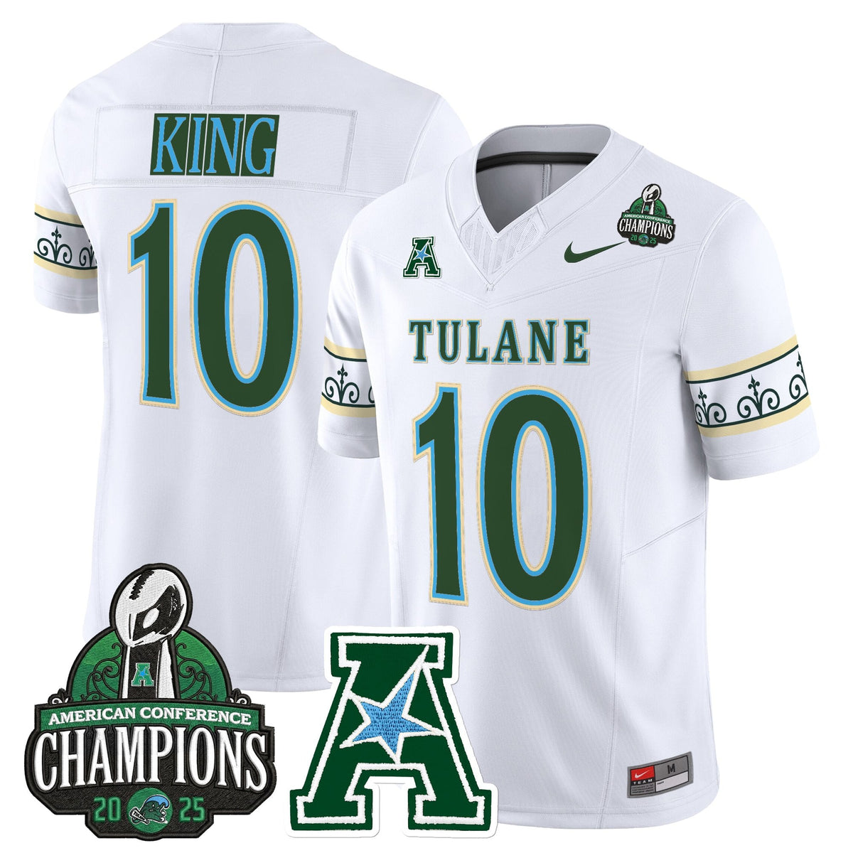 Men's Tulane Green Wave 'City Edition' Vapor Limited Jersey - 2025 AAC Champions Patch - All Stitched