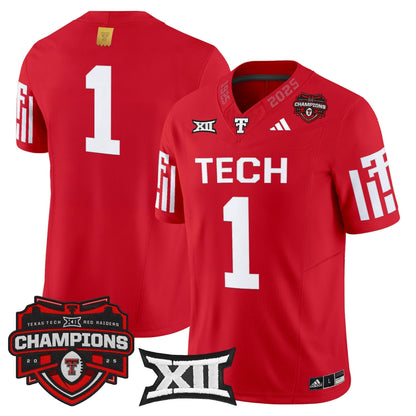 Men's Texas Tech Red Raiders 2025 Big 12 Champions Vapor Limited Jersey - All Stitched