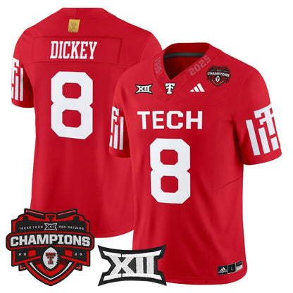 Men's Texas Tech Red Raiders 2025 Big 12 Champions Vapor Limited Jersey - All Stitched