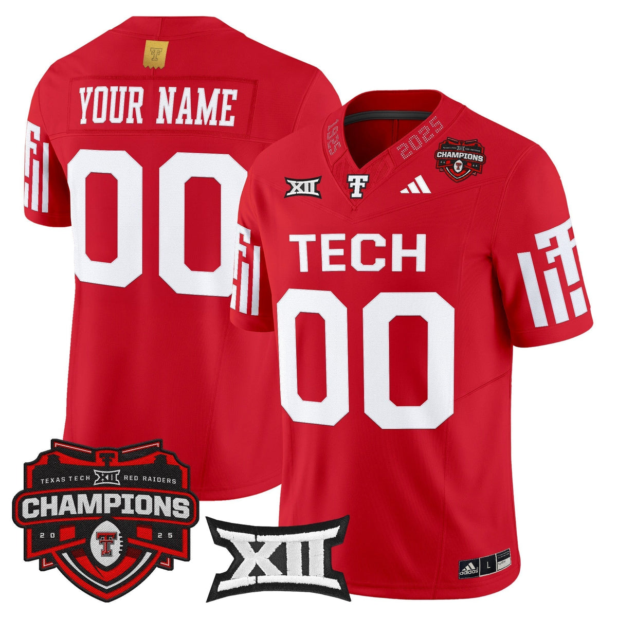 Texas Tech Red Raiders 2025 Big 12 Champions Vapor Limited Custom Jersey - All Stitched