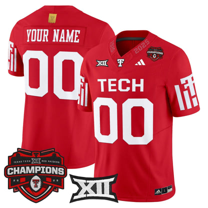 Texas Tech Red Raiders 2025 Big 12 Champions Vapor Limited Custom Jersey - All Stitched